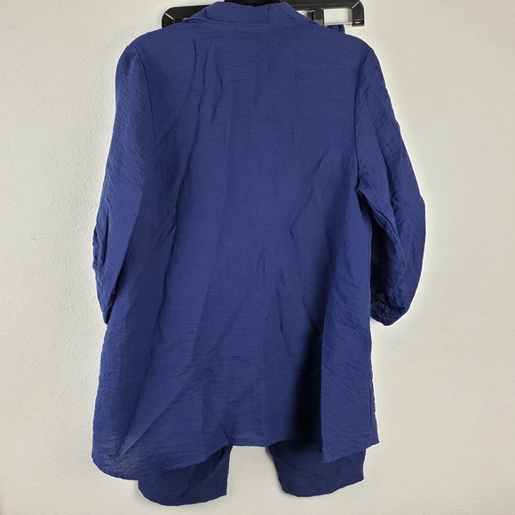 Habitat Women's M 2Pc Casual‎ Set Toggle Button Tunic Elastic Pants Blue Gauze - Picture 14 of 14